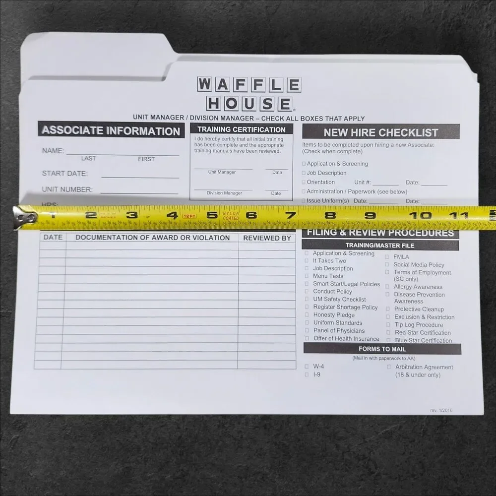 Waffle House New Hire Manager Folders Lot of 10 Blank Discontinued Ephemera